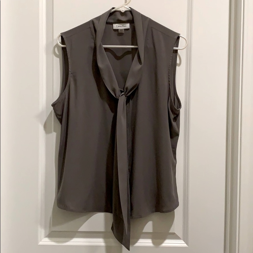 Calvin Klein Sleeveless Tie Neck Top